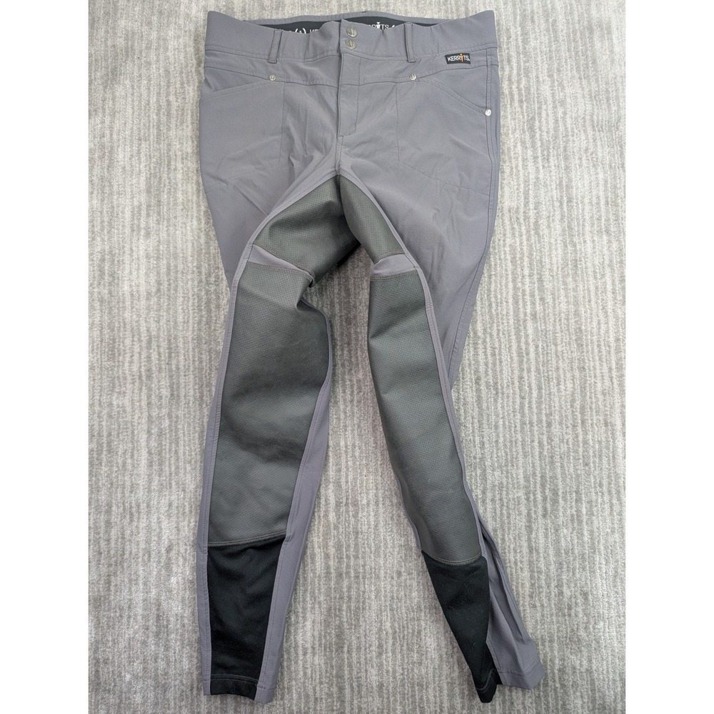Kerrits Riding Pants Womens XL Gray Breeches Horse Pant Nylon Stretch Equestrian